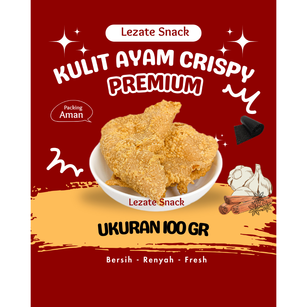 

Kulit Ayam Crispy Premium 100GR Murah Gurih Renyah / Kulit Krispi Ayam Daun Jeruk Orginal Piu Piu Lezate Kiloan Murah