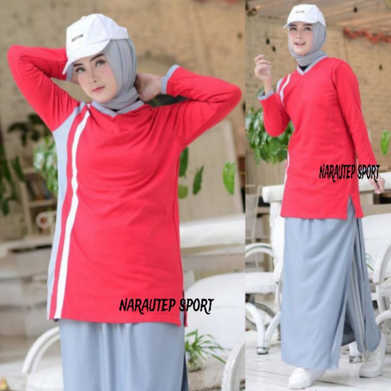 setelan training rok olahraga wanita celana rok senam wanita