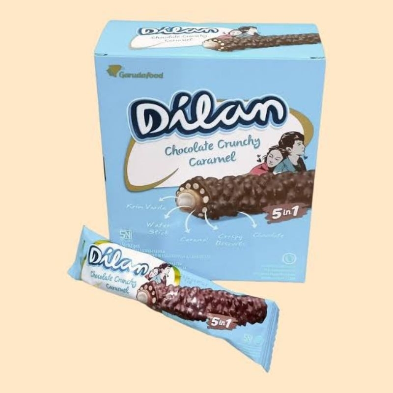 

2Xbtygneal Sakha Snack ) Dilan Chocolate Crunchy Caramel Wafer Roll 1 Box / 12 Pcs