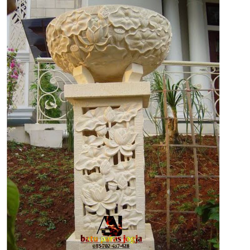 batu ukir pot bunga ,lampion dan tempat cuci tanggan