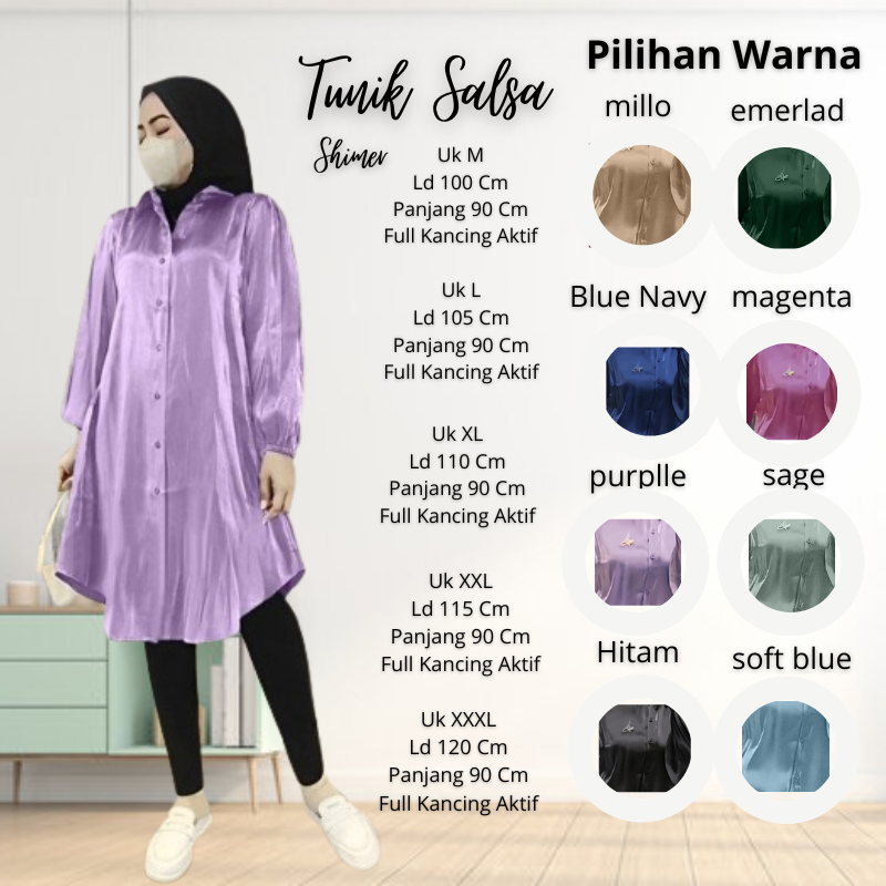tunik shimmy satin silk premium
