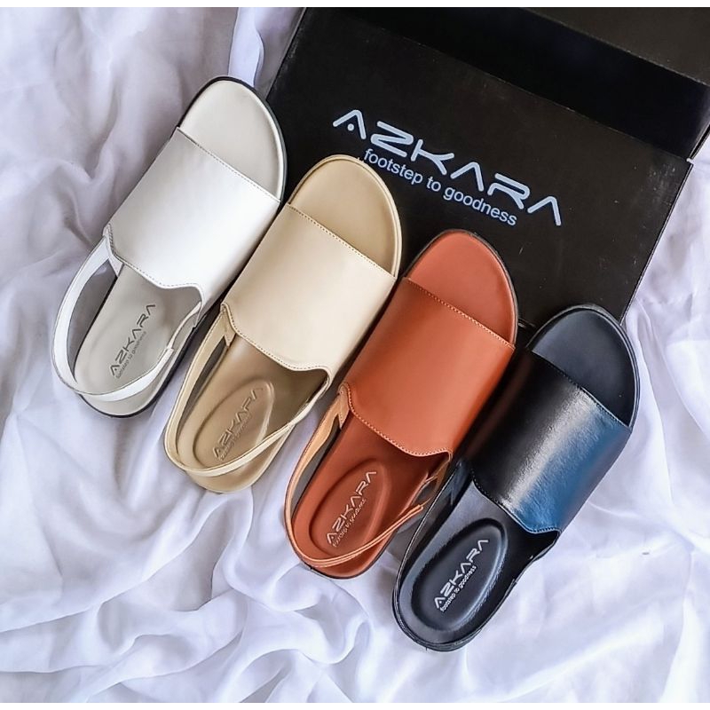 Azkara Sepatu Sandal Wanita Slide Teplek Tali Belakang Sendal Cewe Flat Perempuan Terbaru Kekinian