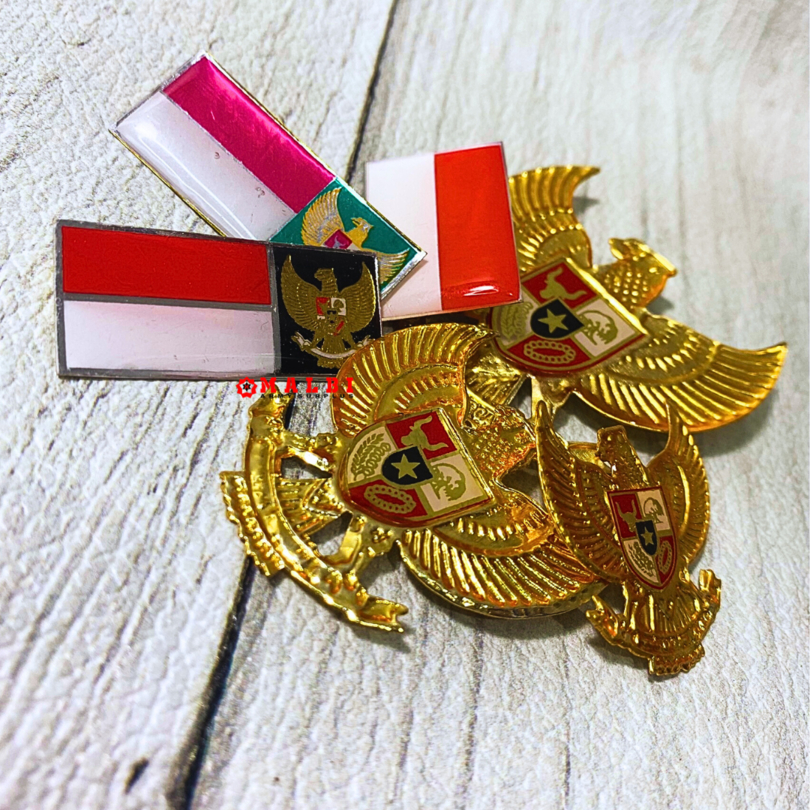 Pin Bendera Merah Putih Garuda Lencana Paskibra MPG Bros Paskib Polos Hijau Hitam Garuda Pancasila