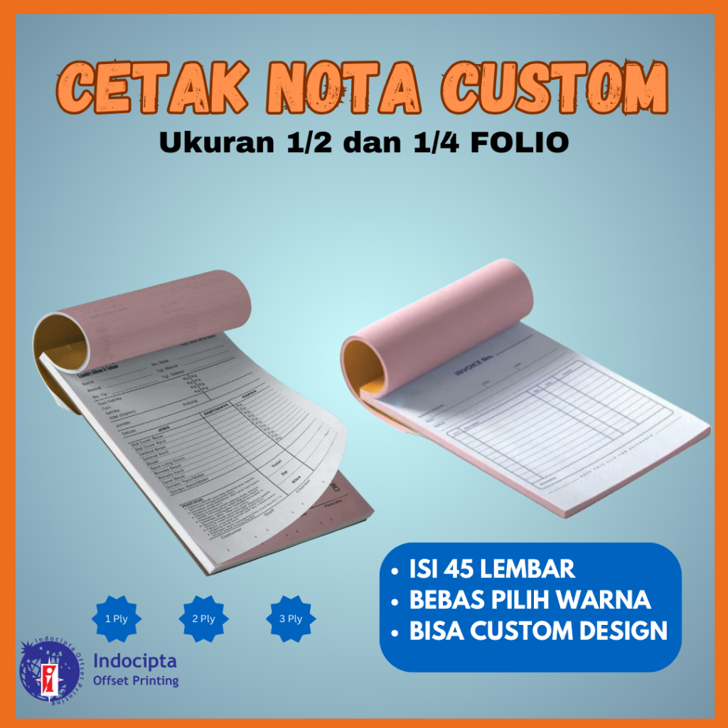 

Nota Kwitansi Bon Custom Ukuran A5 (1/2 Folio) dan A6 (1/4 Folio) - FREE DESIGN!