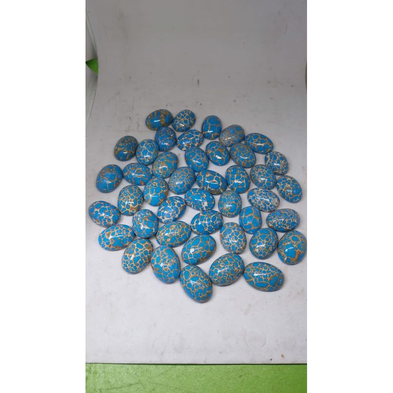 Batu pirus mesir royal blue urat merah putih ceplok kuro jumbo jenong