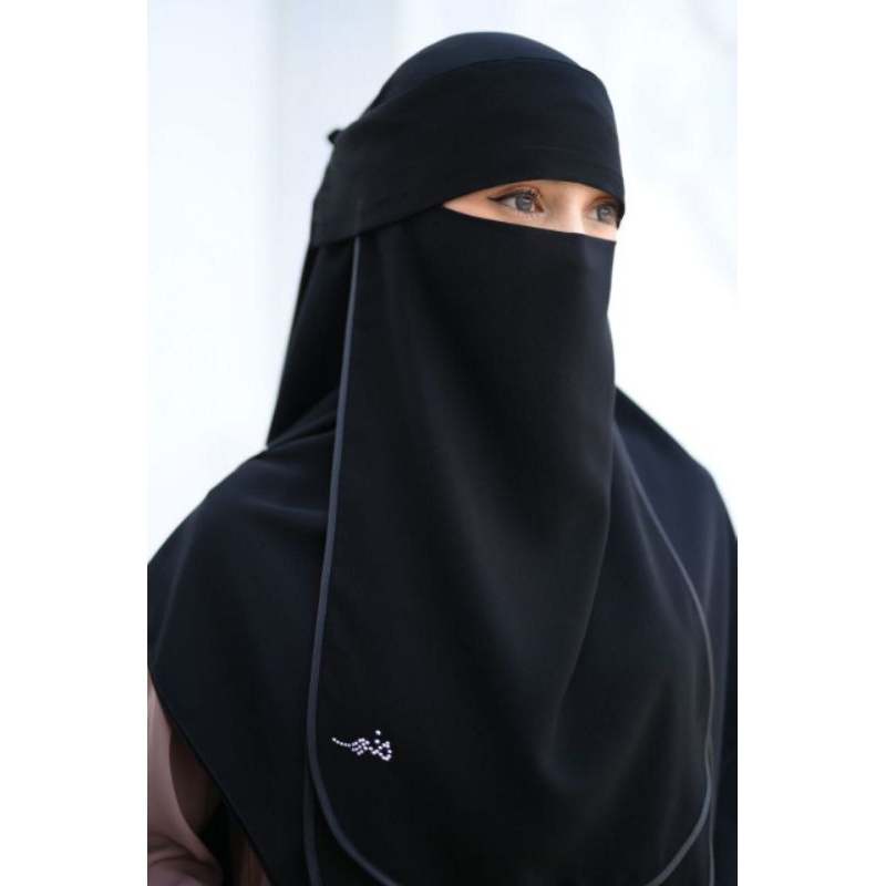 Niqob Bandana Poni 2 layer Bisban/Cadar Poni 2 layer/Cadar Siffon Arab/Niqob Chiffon Arab