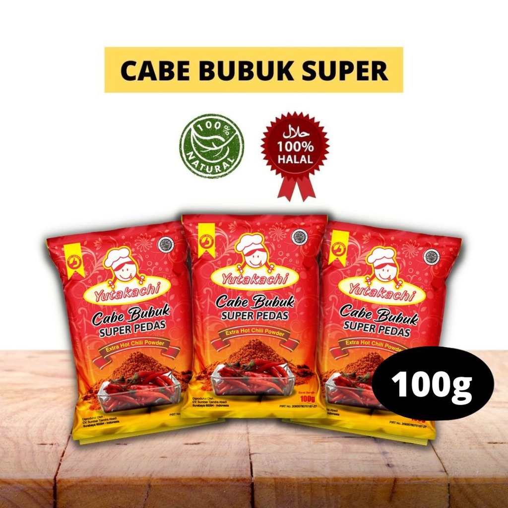 

Cabe Bubuk Super Pedas 100 Gr / Chili Powder Extra Hot / Bubuk Cabai Kering YUTAKACHI