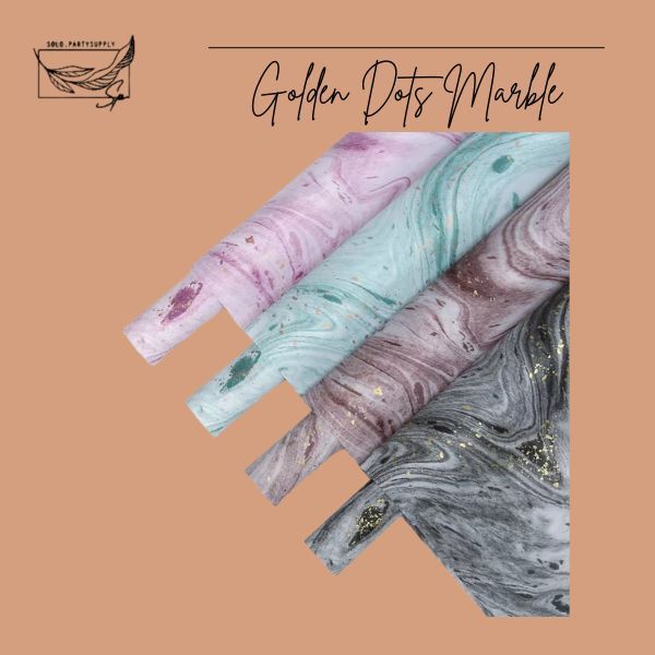 

( SW ) TERLARIS WRAPPING PAPER GOLDEN DOTS MARBLE FLOWER WRAPPING CELLOPHANE WATERPROOF KERTAS UNTUK BUKET Murah aesthetic