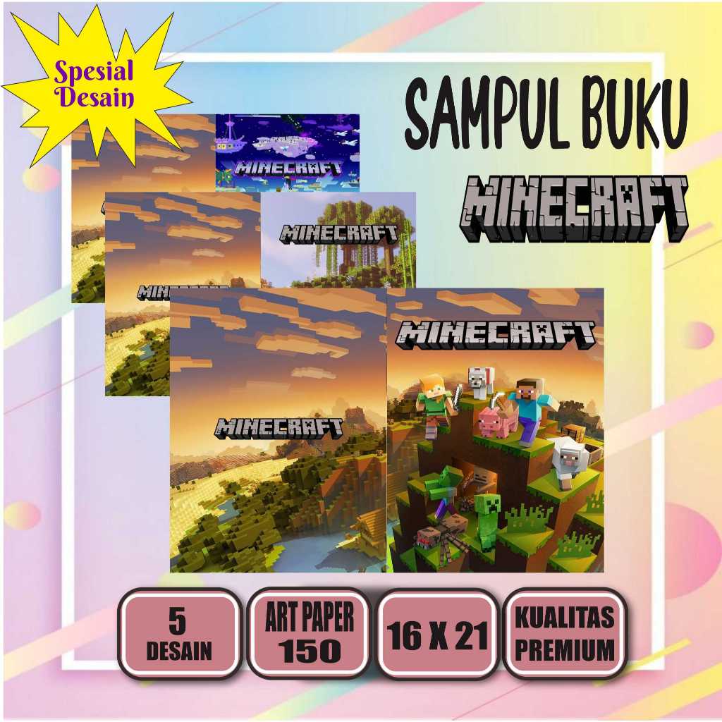 

(5pcs) SAMPUL BUKU MINECRAFT UNTUK BUKU SEKOLAH
