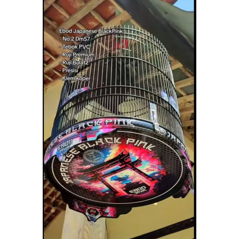 KANDANG SANGKAR MURAI EBOD JAYA PVC DECAL BLACK PINK NO 2