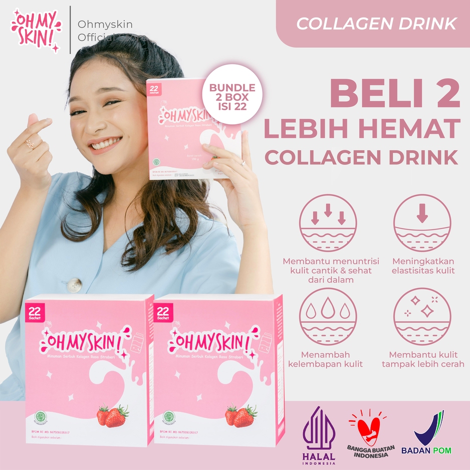 Oh My Skin Paket Kombo Hemat Collagen Drink / Collagen Beauty Drink BPOM / Suplemen Pencerah Kulit