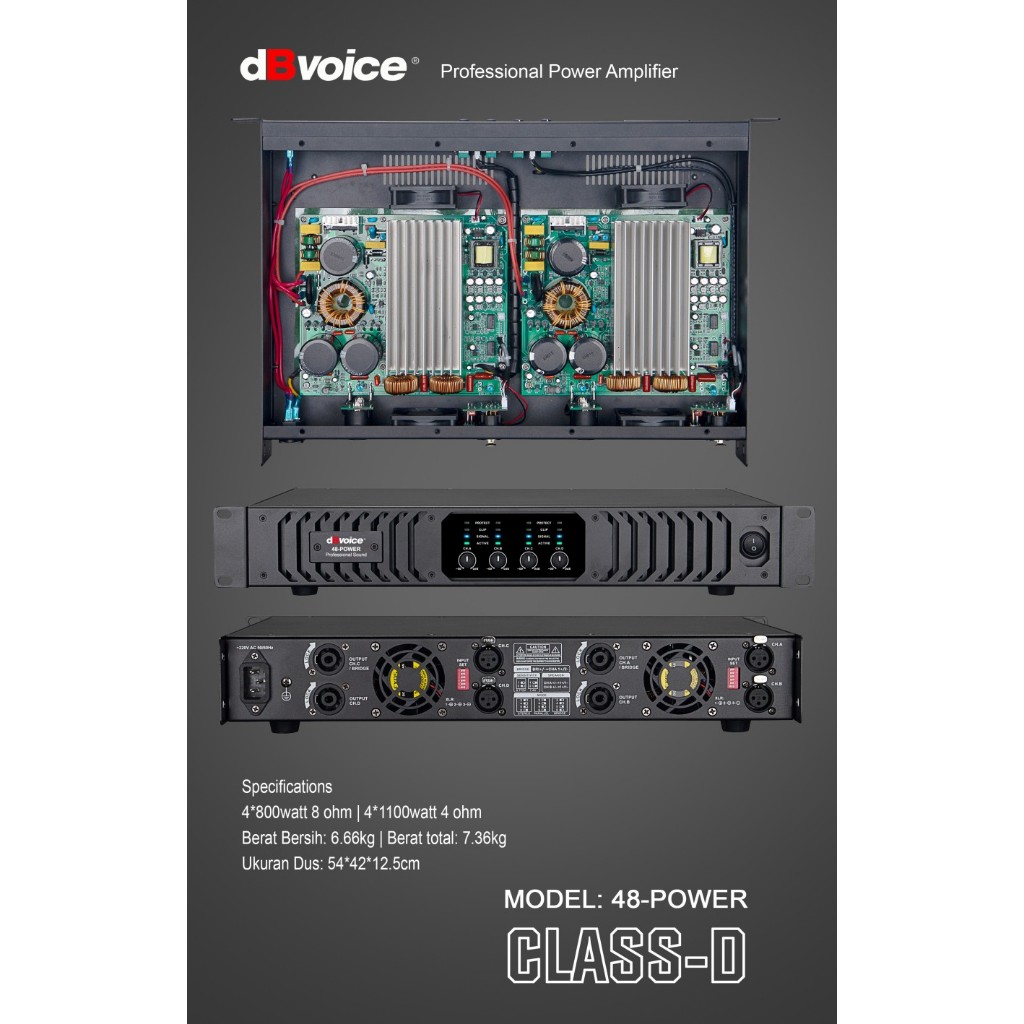 power DBvoice Amplifier Class-D dBvoice 48-POWER 4Channel