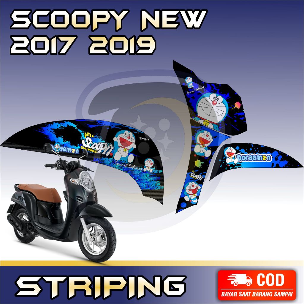 Striping Lis Honda Scoopy 2017 2019 Stiker Variasi Motor Scoopy New Striping Motor Scoopy Doraemon