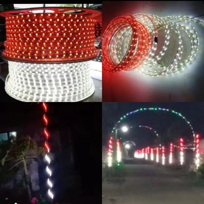 Paket Lampu Strip Selang Merah+putih+adaptor 3528 220V Led Strip Agustus Lampu