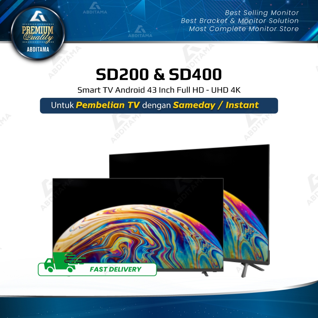 Smart TV Android DAHUA TV SD200 SD400 43 Inch IPS FHD 4K HDR10 RESMI