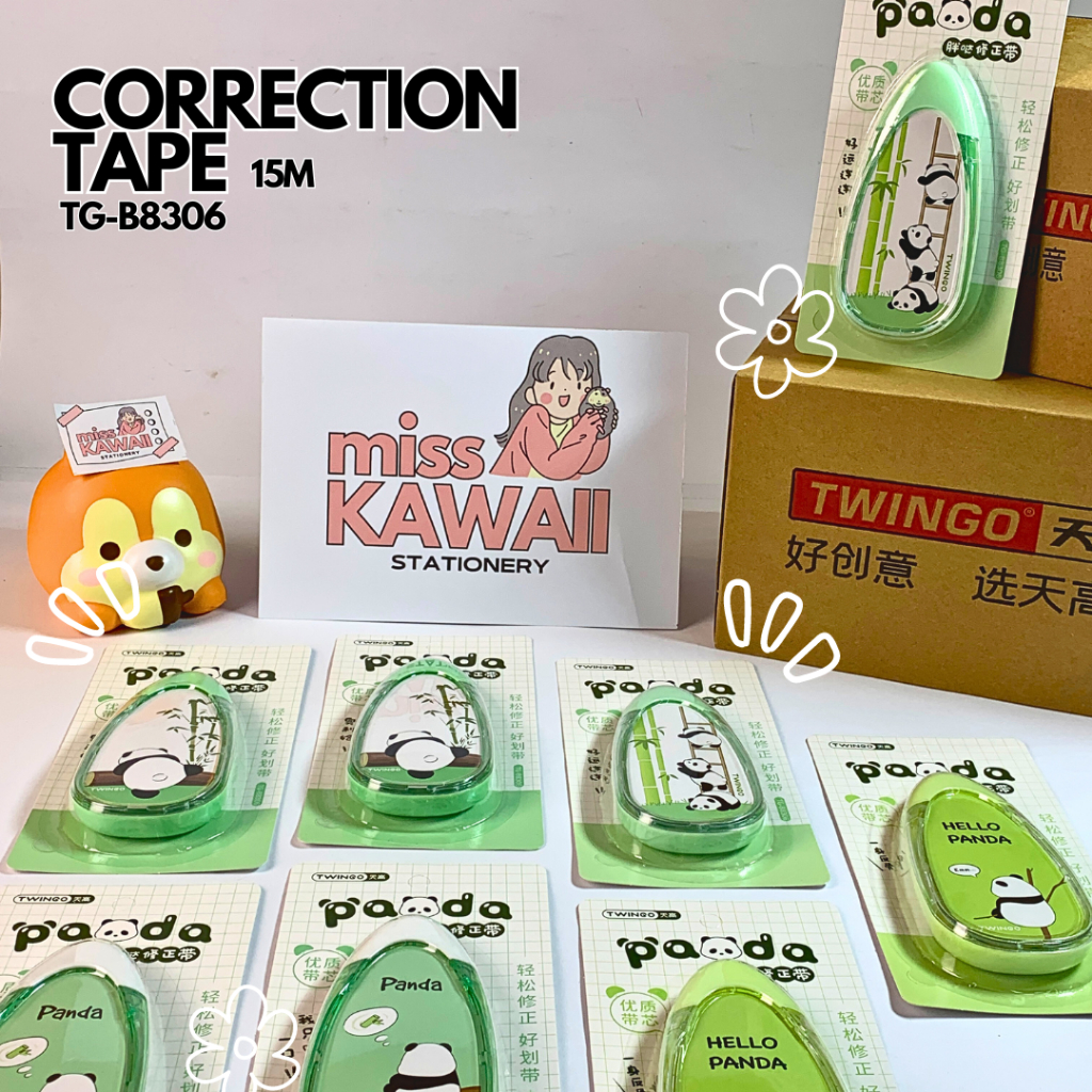 

TWINGO Pita Koreksi Lucu Panda 15M/ Correction Tape/ Tipe X Kertas/ Tip X Kecil Lipstick / Tipe Ex/ TG-B8306