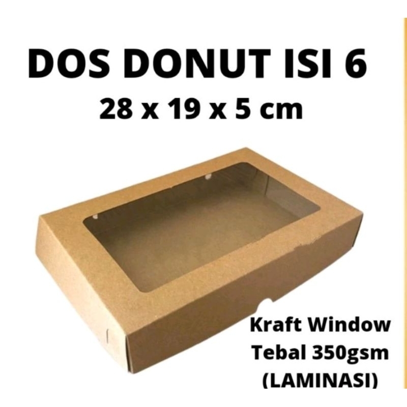 Dos KRAFT BROWNIES/DONAT D6 ISI 6 Kue Donat jumbo isi 6 Window Laminasi Uk