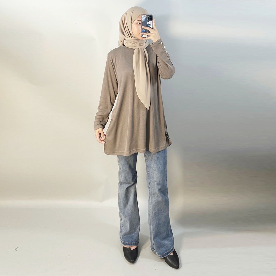 DAUKY DRESS ATASAN TUNIK WANITA LENGAN BERKANCING GL FASHION