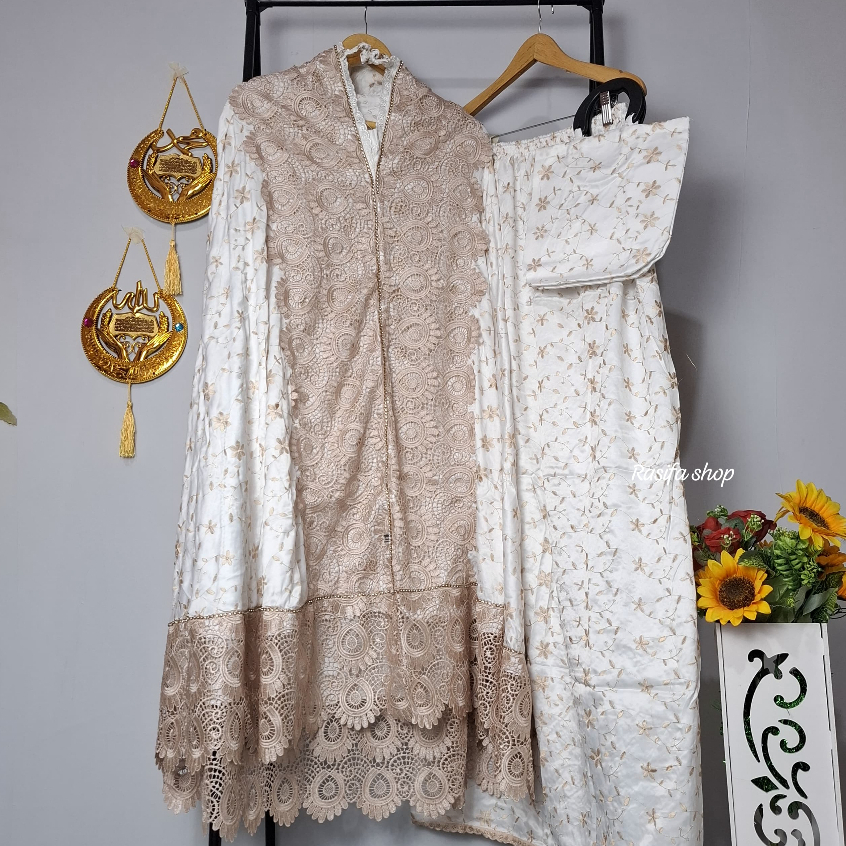 MUKENA DEWASA FULL BORDIR MUKENA PUTIH FULL BORDIR BERKUALITAS MEWAH