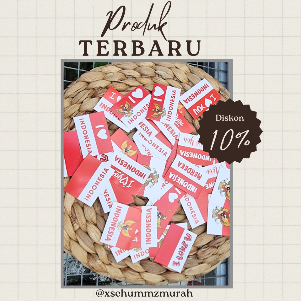 

STICKER PIPI 100PCS|Sticker Merah Putih / Sticker Bendera Tempel Pipi / Anak Dewasa
