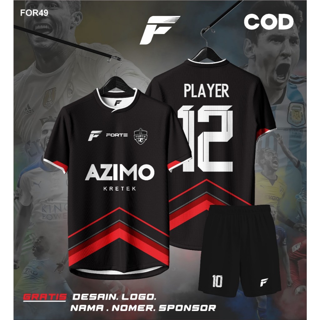 JERSEY FUTSAL CUSTOM NAMA DAN NOMER PINGGUNG MOTIFAZIMO HITAM TERBARU KEREN