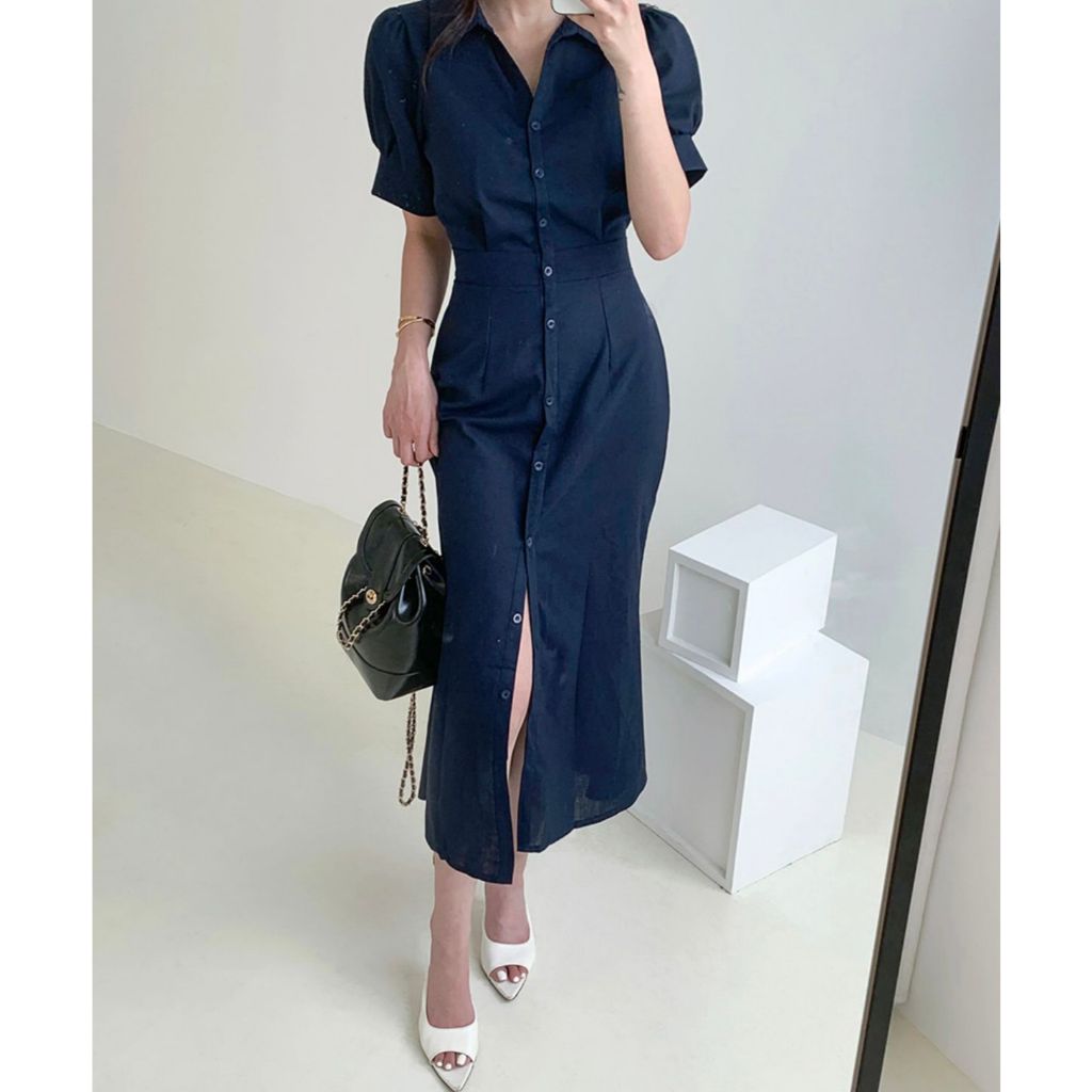 DRESS KANTOR WANITA TERBARU MIDI DREES KOREA TERBARU DRESS KEMEJA  DRESS CASUAL