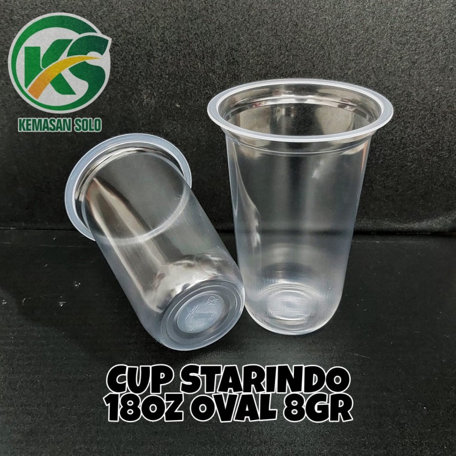 Gelas Plastik Cup oval PP Starindo 18 oz 8 gr / 18oz 8gr