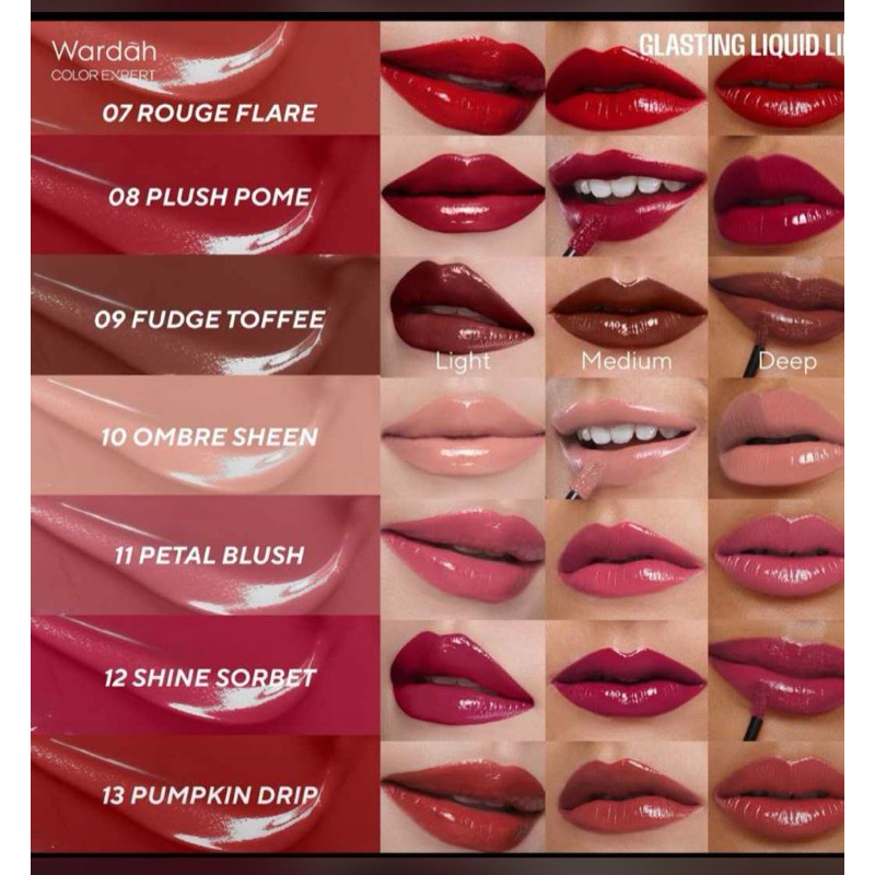 WARDAH GLASTING LIQUID LIP NEW SHADE 08,09,10,11,12
