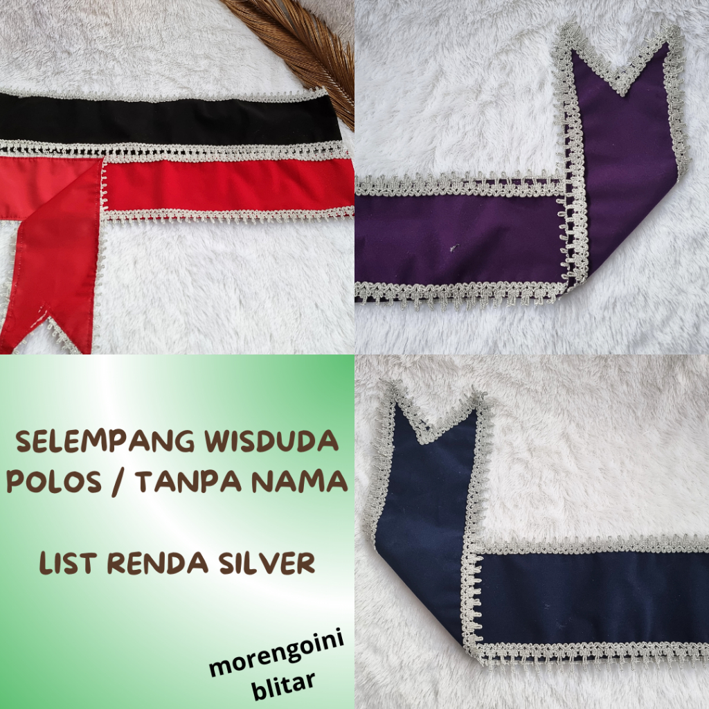 SELEMPANG WISUDA BLUDRU TANPA NAMA (POLOS) RENDA SILVER