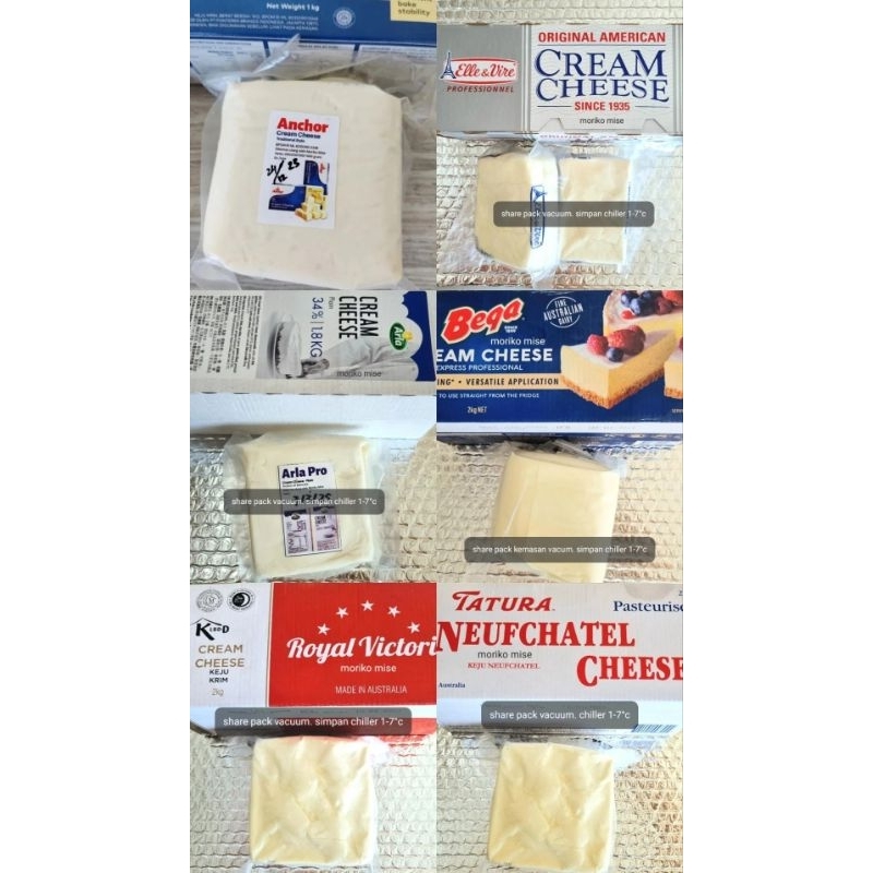 

[share pack 500 gr ] ANCHOR cream cheese ELLE VIRE ARLA / CHEESY krim keju neufchatel TATURA ROYAL VICTORIA