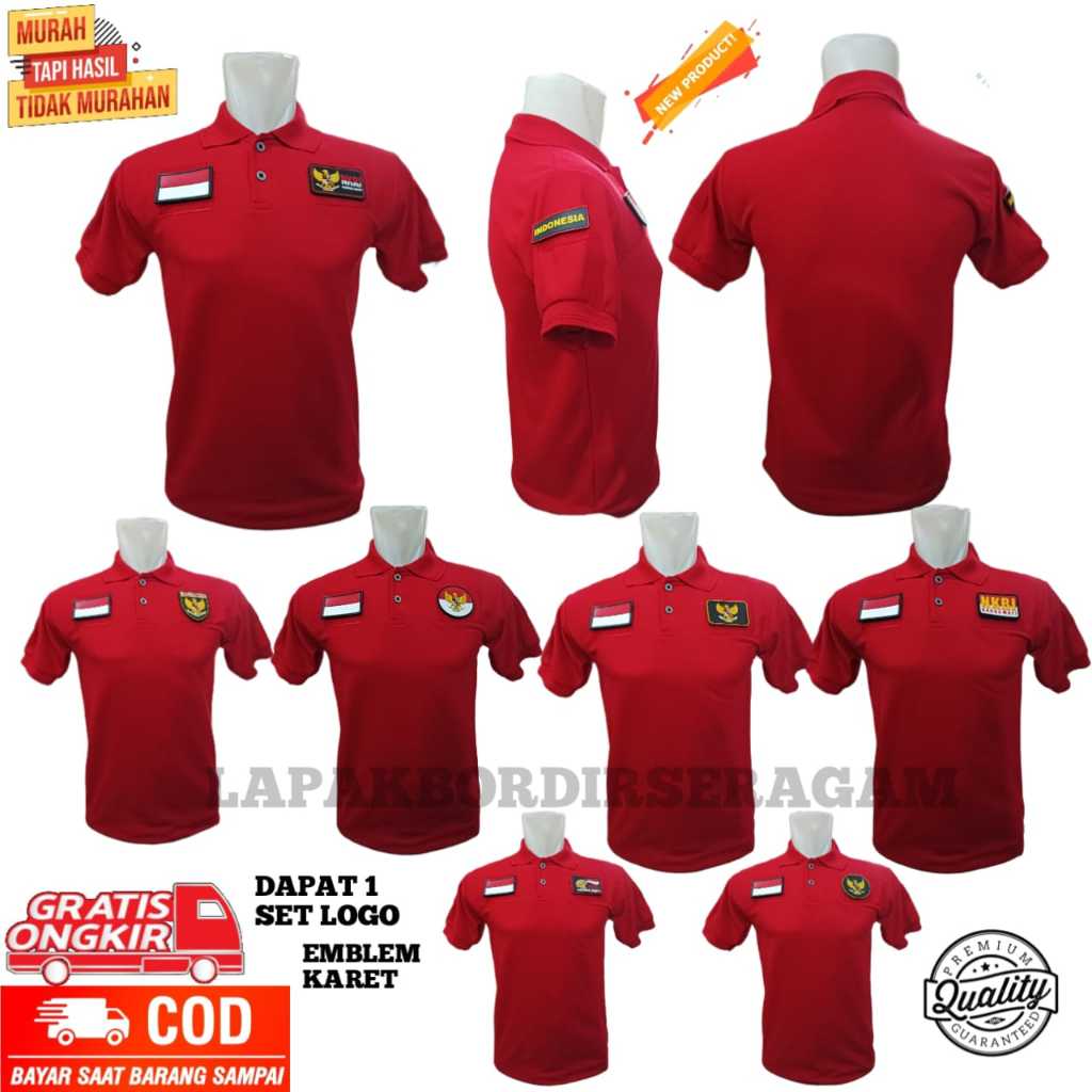 KAOS KERAH 17'SAN KEMERDEKAAN AGUSTUS MERAH VELCRO BISA DIPASANG COPOT LBS