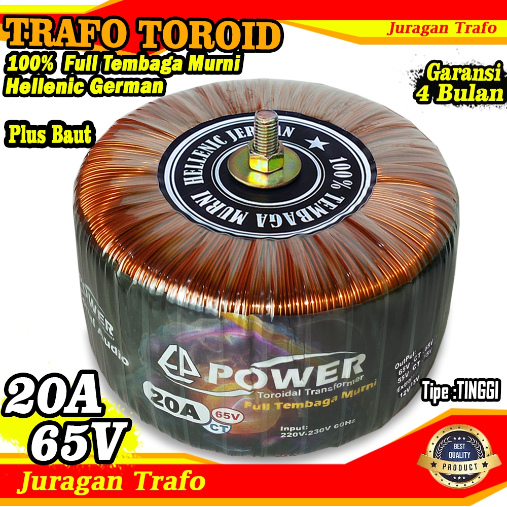 Mang_Usman Trafo Toroid Powertoroidal 20A (Murni) 65V Ct 55V Ct Trafo Toroid 20A Murni Tipe Tinggi