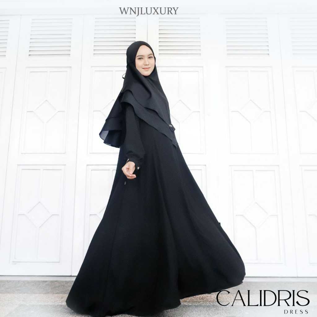 ABAYA BLACK POLOS SIZE XL BAHAN SOFT LEXUS ORIGINAL CALIDRIS DRESS by WNJ