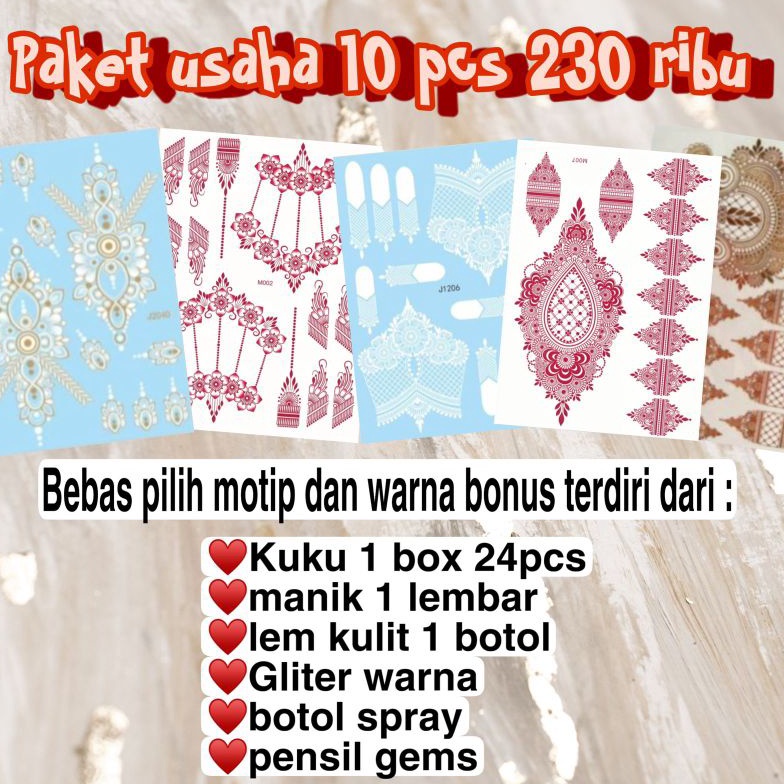 KODE F9S8 PAKET USAHA MINI 1 PCS HENA STIKER HENA WEDDING