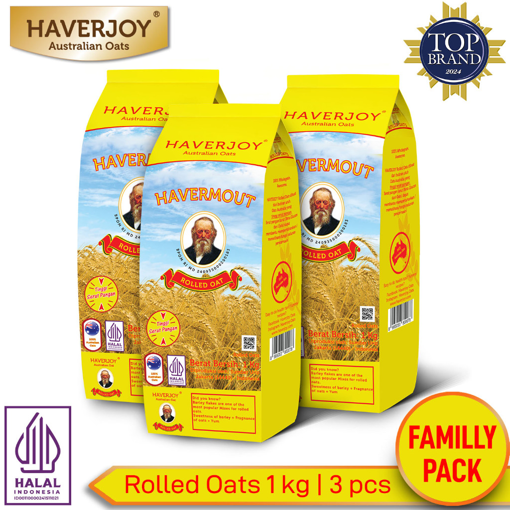 

Haverjoy Family Pack Rolled Oats 1 kg - 3 Pcs
