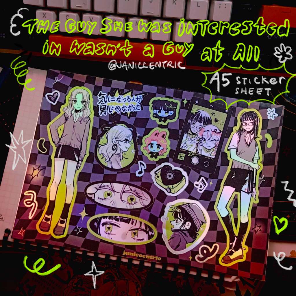 [janiccentric] The Guy She Was Interested in Wasn't a Guy at All Sticker Sheet Holographic