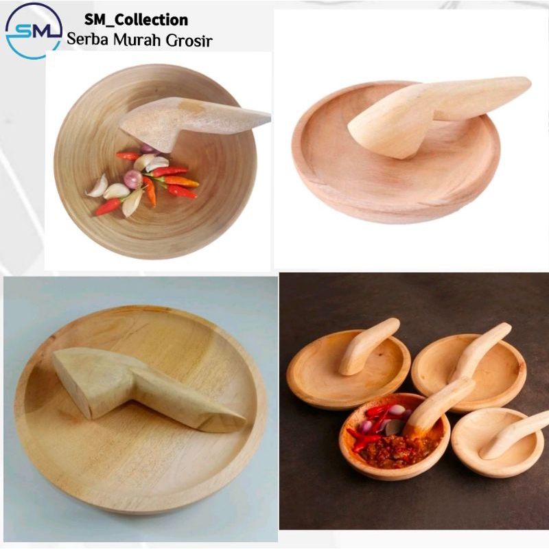 cobek+ulekan/cobek sambel/cobek set ulekan/cobek kayu vacum + ulekan 20/24