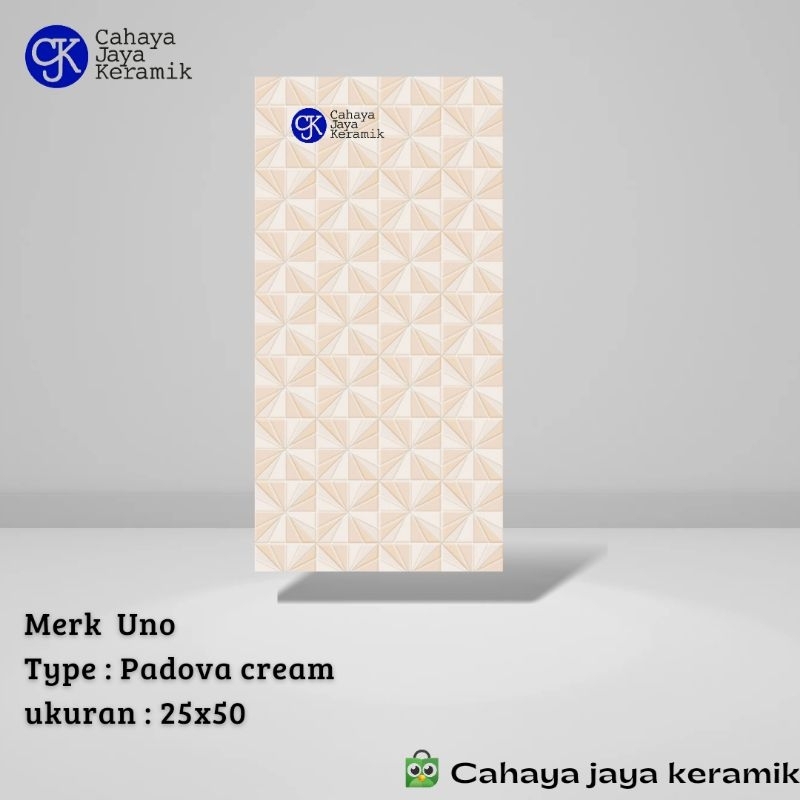keramik dinding kamar mandi glossy timbul uno padova cream 25x50