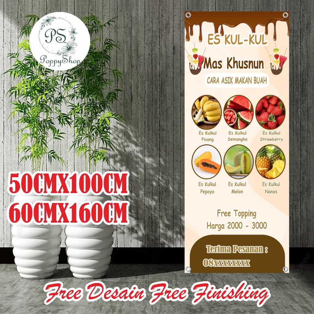 Spanduk Banner 60X160 Es Kulkul Cream Bisa Custom Desain