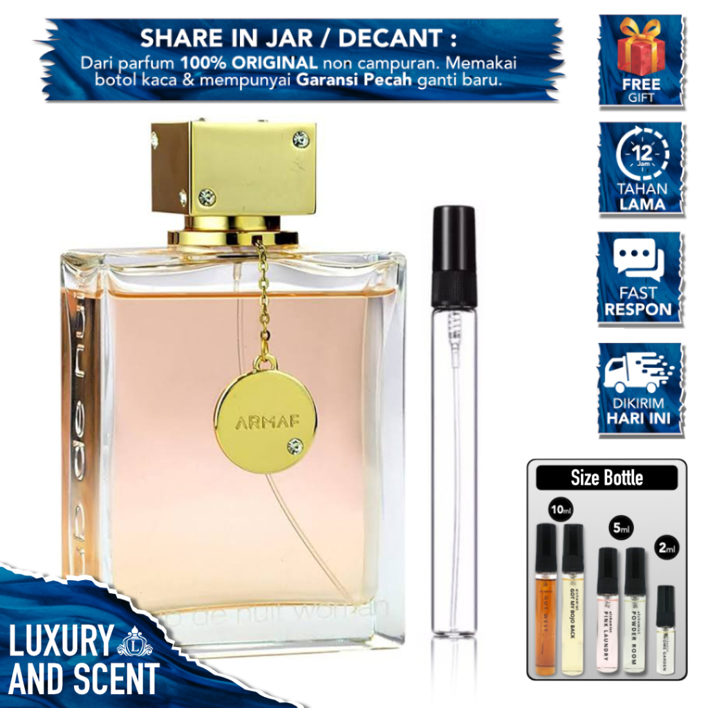 DECANT PARFUM ARMAF CLUB DE NUIT WOMAN / WOMEN Share In Bottle Jar 2/5/10ML Travel Size Armaf White 