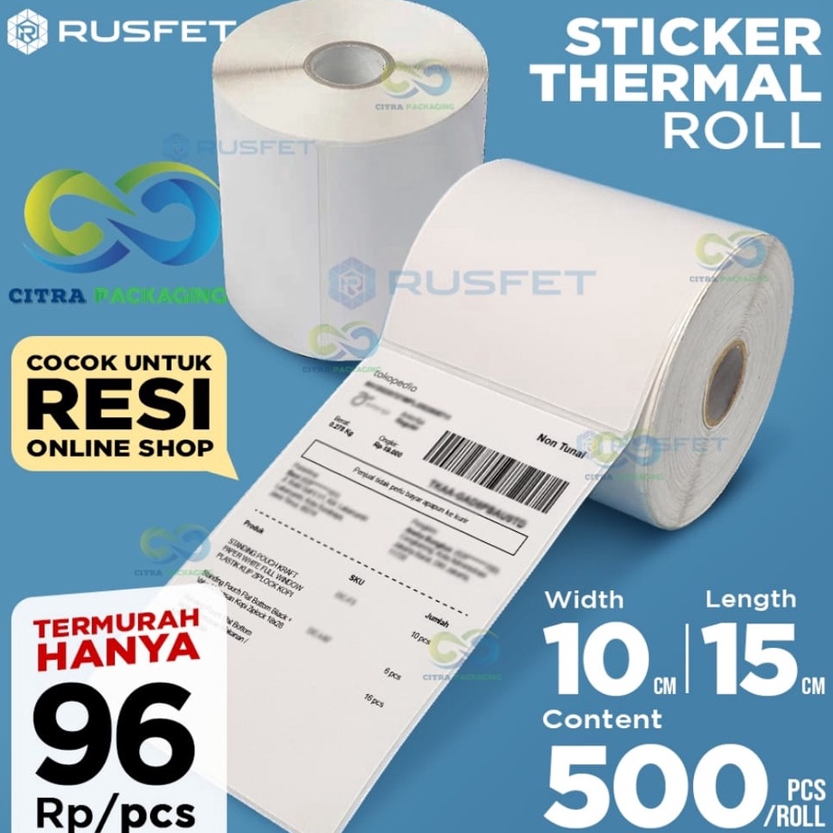 

KI3 KERTAS THERMAL ROLL STICKER LABEL PRINT RESI Lebar 1 cm X Panjang 15 cm