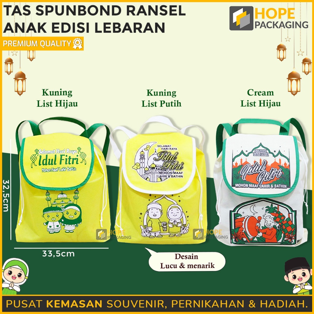 

LUAR BIASA Tas Spunbond Ransel Serut Motif Lebaran Goodie Bag Souvenir Anak Parcel Idul Fitri Souvenir Kue Lebaran Idul Fitri