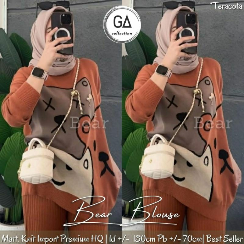 bear ld 130 blouse rajut wanita jumbo korean syle import premium terbaru kekinian