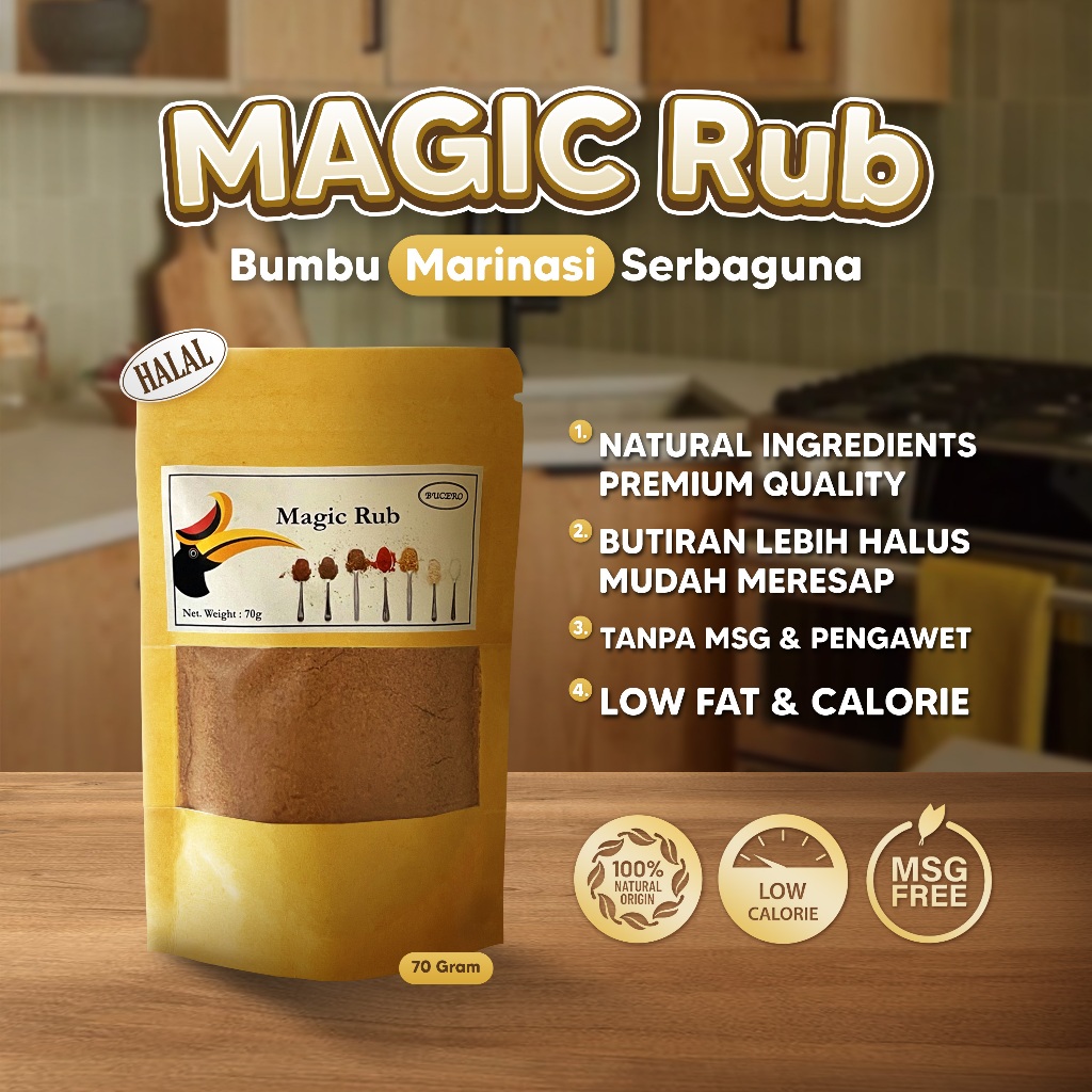 

Bucero Food - Magic Rub, Bumbu Dapur Kering Salad Daging Serbaguna Rendah Kalori Premium Quality Tanpa MSG