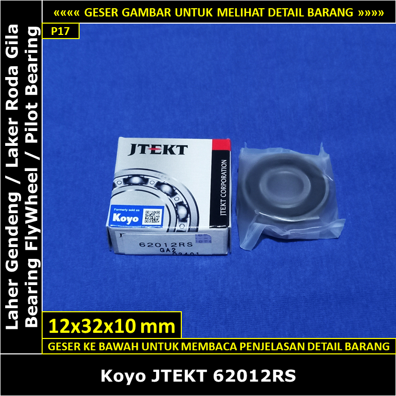 Pilot Bearing Laher Flywheel Toyota Kijang Kapsul Diesel 2L 2400 cc 1997-2004 Koyo Japan 6201 2RS La