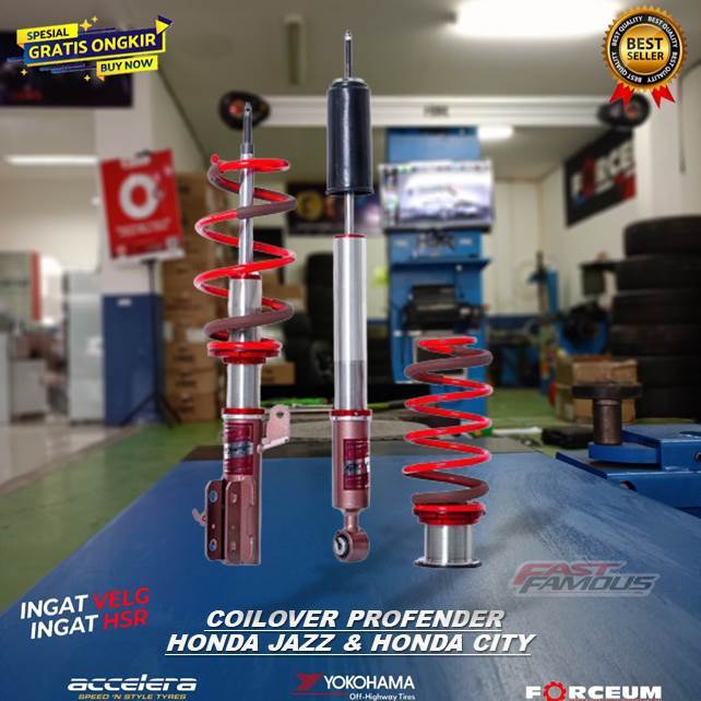Coilover profender pnp honda jazz & honda city 16 klik original coilover profender fitz