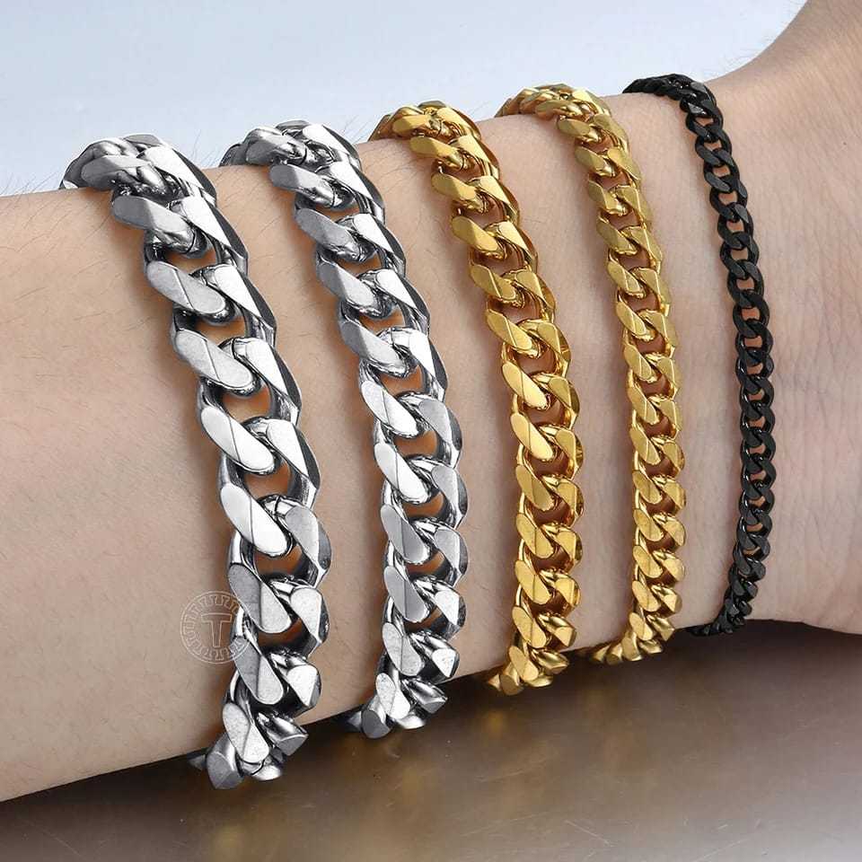 GELANG TANGAN TITANIUM PRIA DAN WANITA GOLD SILVER DAN HITAM GELANG TANGAN TITANIUM GELANG TANGAN RA