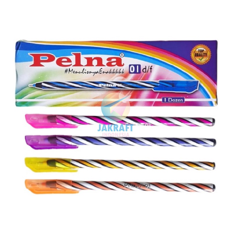 

KHUSUS 12 Pcs Pulpen Bolpen Pen Murah Tebal PELNA 1 Hitam Black Smooth Writing Souvenir Warna Warni Mirip Quantum