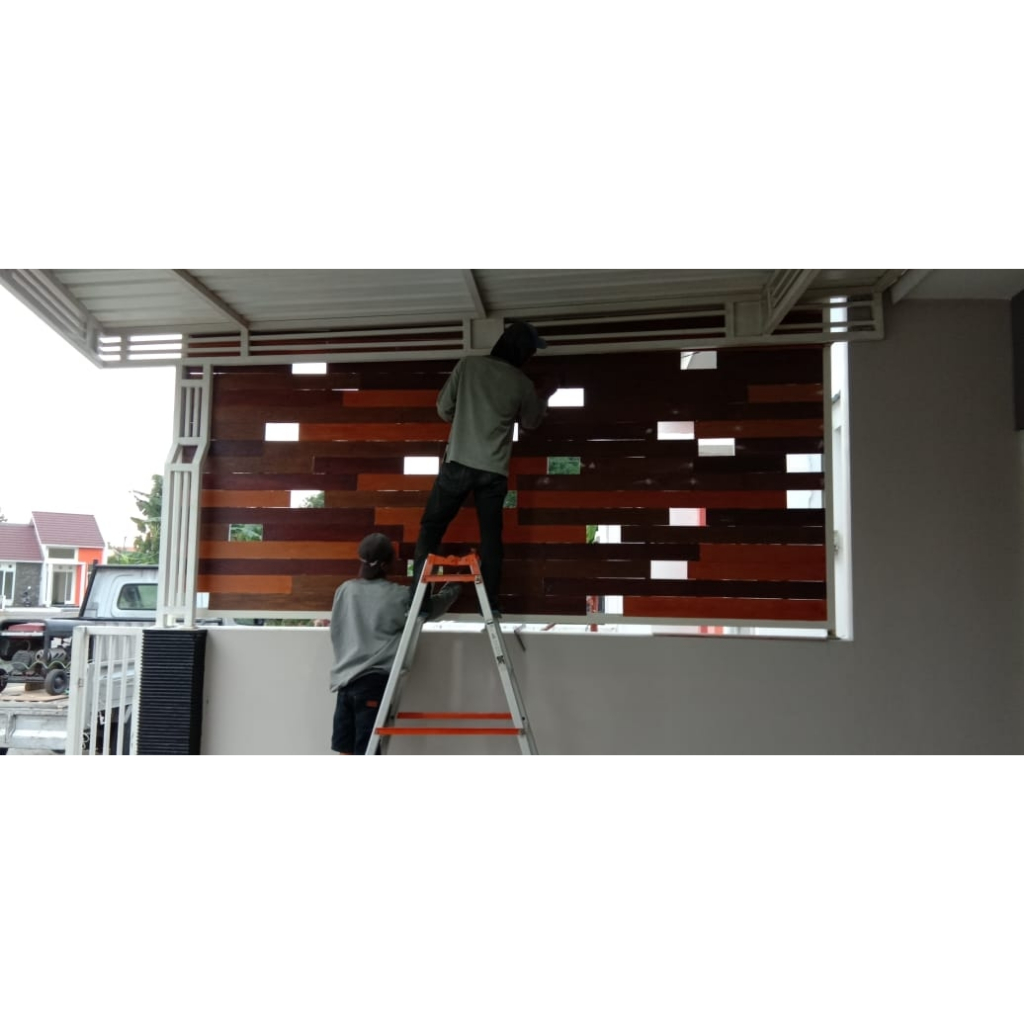 Conwood dinding / dekorasi kayu untuk pagar dinding minimalis