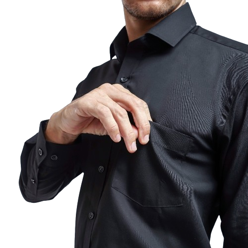 Kemeja Formal Pria BOSS Kemeja Polos Pria Lengan Panjang Hitam